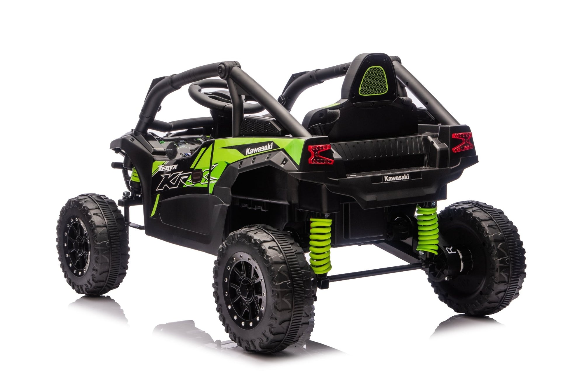 Kawasaki KRX 1000 Licensed 24V Ride - On Car – Remote Control, EVA Wheels, Leather Seat - with Black & Green | Sold by Uncle Wiener's Wholesale