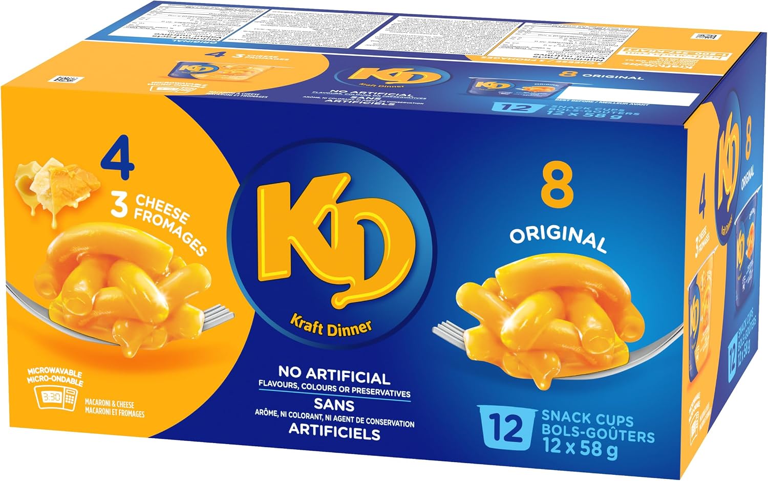 KD Kraft Dinner Original Macaroni & Cheese Snack Cups – 4 x 58 g Microwavable Cups - Snack with | Sold by Uncle Wiener's Wholesale