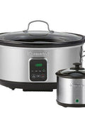 Kenmore 7qt Slow Cooker with Dipper Stainless Steel Black 80010: Programmable, Digital Timer, Removable Ceramic Pot - with <B>Dimensions (Overall):</B> 10.24 Inches (H) x 12.7 Inches (W) x 16.26 Inches (D) | Sold by Uncle Wiener's Wholesale