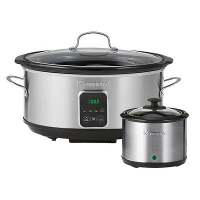 Kenmore 7qt Slow Cooker with Dipper Stainless Steel Black 80010: Programmable, Digital Timer, Removable Ceramic Pot - with <B>Dimensions (Overall):</B> 10.24 Inches (H) x 12.7 Inches (W) x 16.26 Inches (D) | Sold by Uncle Wiener's Wholesale