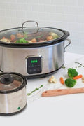 Kenmore 7qt Slow Cooker with Dipper Stainless Steel Black 80010: Programmable, Digital Timer, Removable Ceramic Pot - with <B>Dimensions (Overall):</B> 10.24 Inches (H) x 12.7 Inches (W) x 16.26 Inches (D) | Sold by Uncle Wiener's Wholesale
