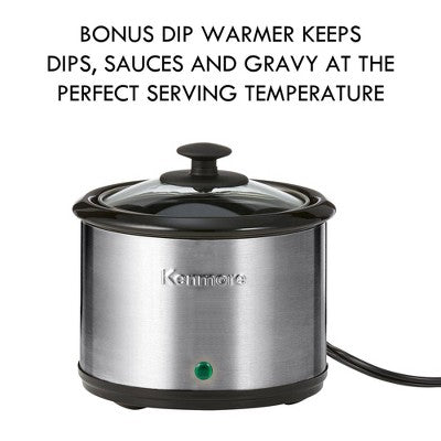 Kenmore 7qt Slow Cooker with Dipper Stainless Steel Black 80010: Programmable, Digital Timer, Removable Ceramic Pot - with Dimensions (Overall): 10.24 Inches (H) x 12.7 Inches (W) x 16.26 Inches (D) | Sold by Uncle Wiener's Wholesale