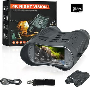Kethvoz 4K Digital Night Vision Binoculars – 8X Zoom Infrared Goggles with 3.2" HD Screen, 36MP Camera & 32GB Memory Card