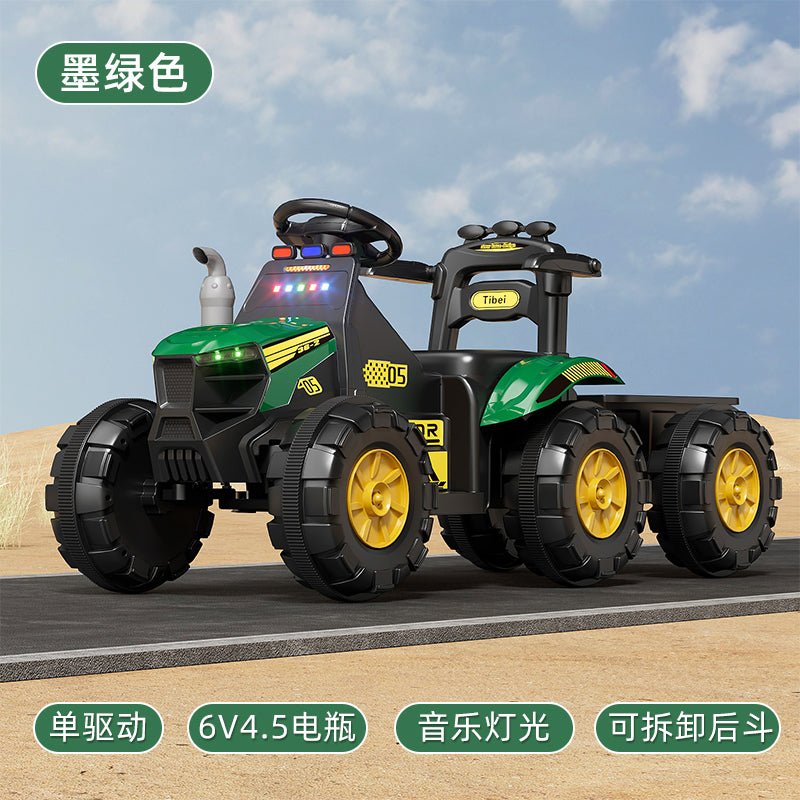 Kids 6V Electric Ride - On Tractor with Lights, Music, USB, MP3 – One - Key Start, Green – SKU 1898794 - with | Sold by Uncle Wiener's Wholesale