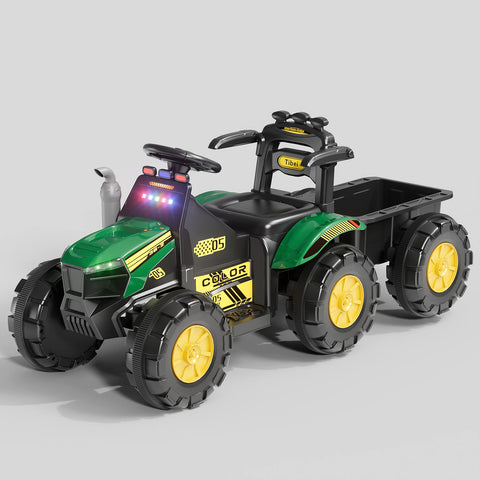 Kids 6V Electric Ride - On Tractor with Lights, Music, USB, MP3 – One - Key Start, Green – SKU 1898794 - with | Sold by Uncle Wiener's Wholesale