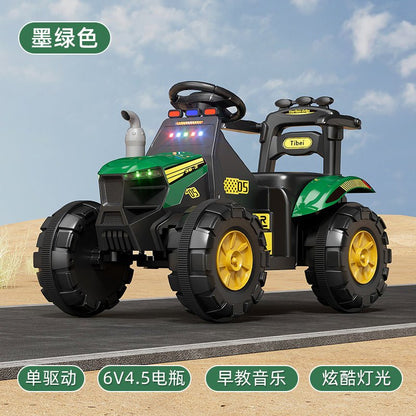 Kids 6V Electric Ride - On Tractor with Lights, Music, USB, MP3 – One - Key Start, Green – SKU 1898794 - with | Sold by Uncle Wiener's Wholesale