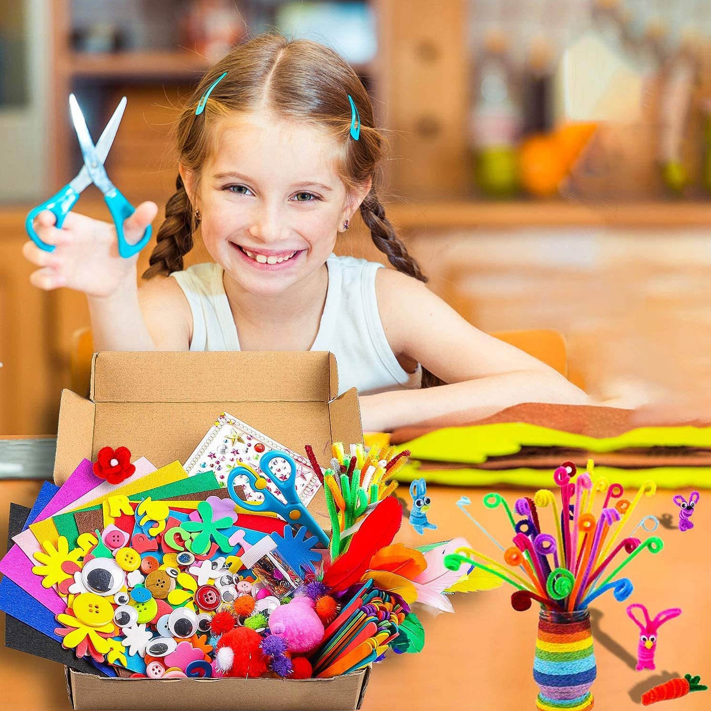Kids Arts and Crafts Supplies Kit DIY Creative Activity Set Multi Pack ACS149 - with | Sold by Uncle Wiener's Wholesale