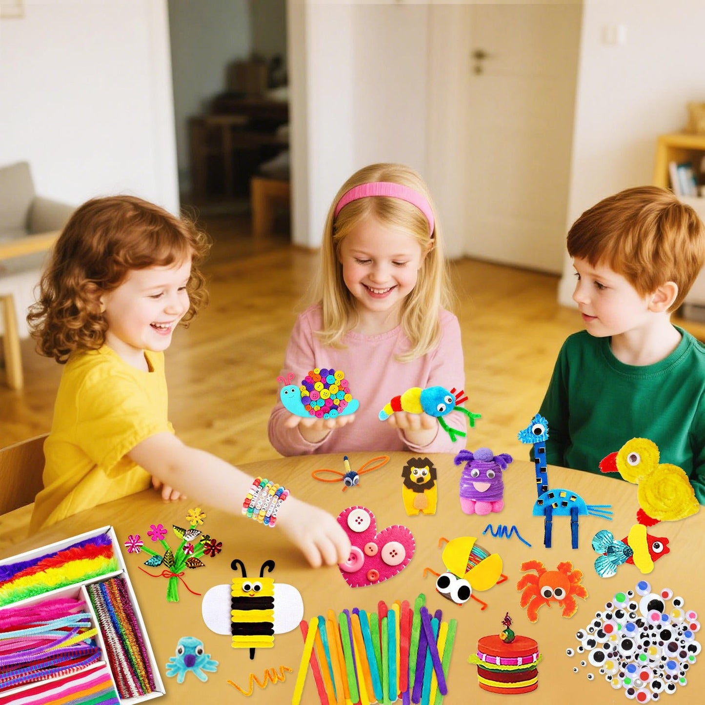 Kids Arts and Crafts Supplies Kit DIY Creative Activity Set Multi Pack ACS149 - with | Sold by Uncle Wiener's Wholesale