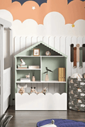 Kids Bookcase with Storage Bin – House - Shaped White Bookshelf for Bedroom, Playroom, Daycare BC038W - with | Sold by Uncle Wiener's Wholesale