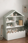 Kids Bookcase with Storage Bin – House - Shaped White Bookshelf for Bedroom, Playroom, Daycare BC038W - with | Sold by Uncle Wiener's Wholesale