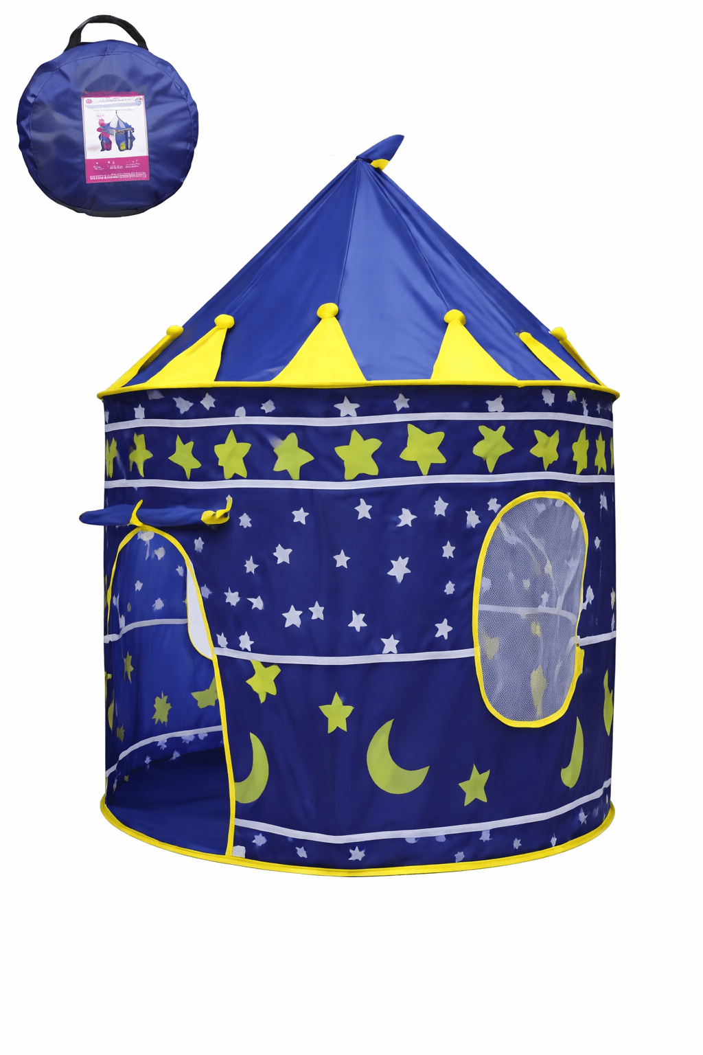Kids Castle Play Tent – Blue Star Fantasy Princess Playhouse for Indoor & Outdoor Play | MSKT062 - with | Sold by Uncle Wiener's Wholesale