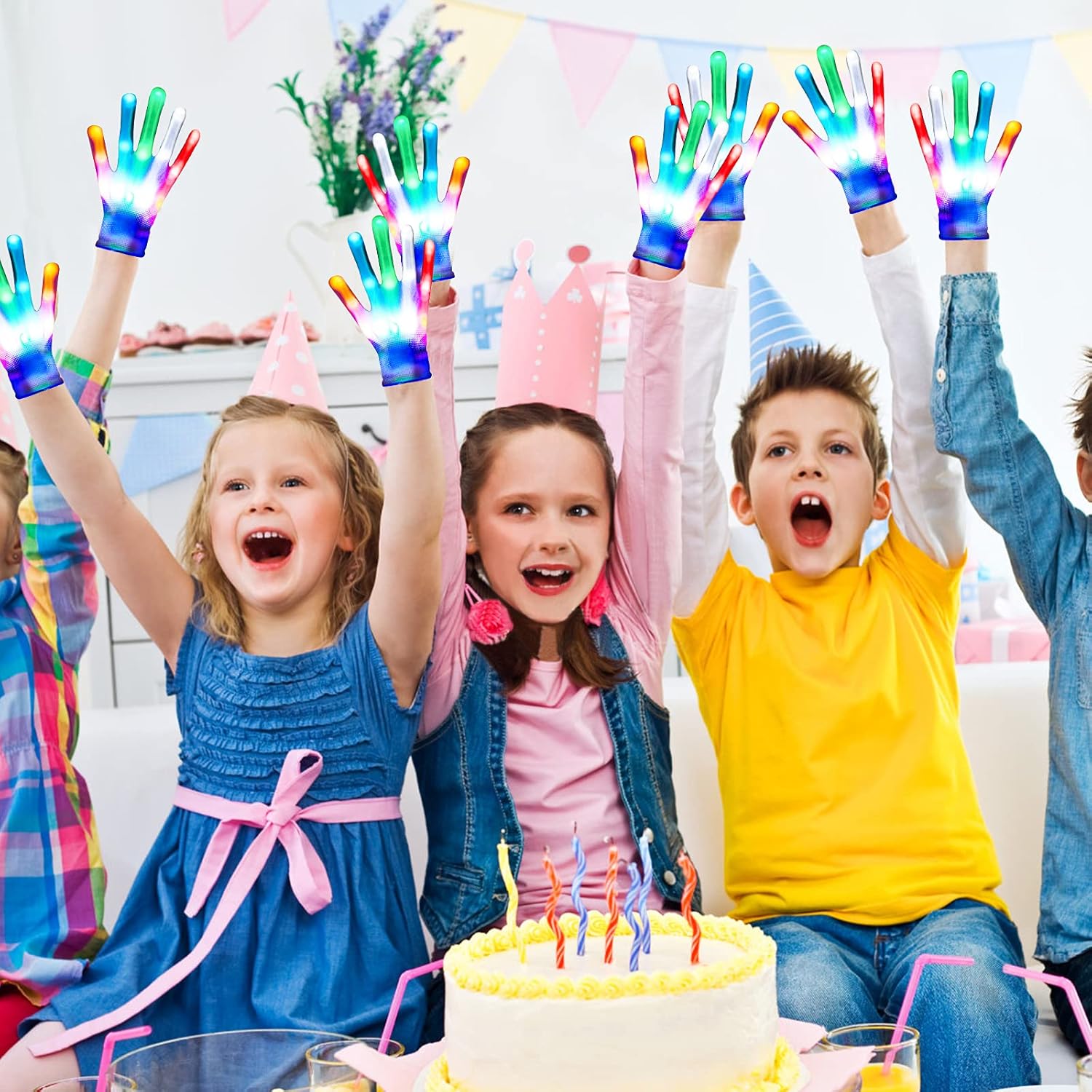 Kids LED Light - Up Gloves – Multicolor Flashing Gloves Ages 3–12 – JXLG03 - with | Sold by Uncle Wiener's Wholesale