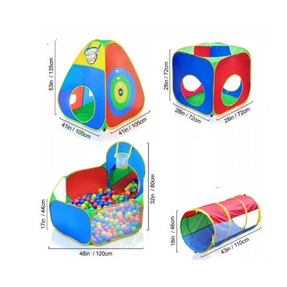 Kids Play Tent Tunnel & Ball Pit Set with Basketball Hoop – 5 - Piece Pop - Up Indoor & Outdoor Play Set SIT12 - with | Sold by Uncle Wiener's Wholesale
