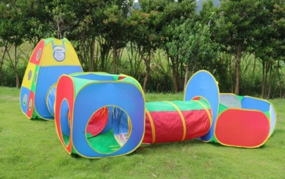 Kids Play Tent Tunnel & Ball Pit Set with Basketball Hoop – 5 - Piece Pop - Up Indoor & Outdoor Play Set SIT12 - with | Sold by Uncle Wiener's Wholesale