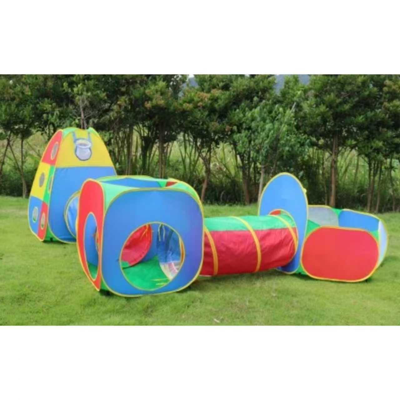 Kids Play Tent Tunnel & Ball Pit Set with Basketball Hoop – 5 - Piece Pop - Up Indoor & Outdoor Play Set SIT12 - with | Sold by Uncle Wiener's Wholesale