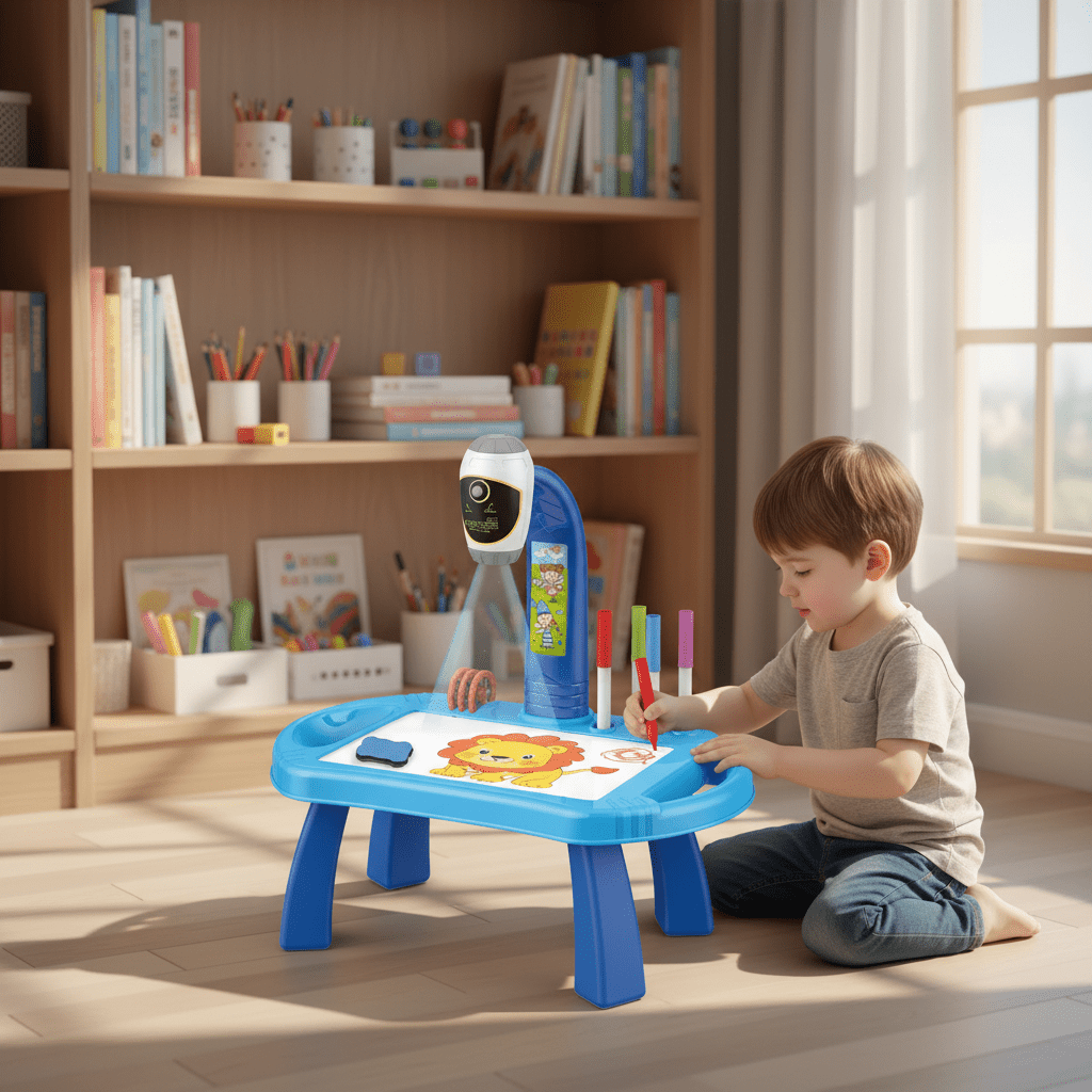 Kids Projection Drawing Board Blue Art Table Projector Painting Set JY480489 - with | Sold by Uncle Wiener's Wholesale