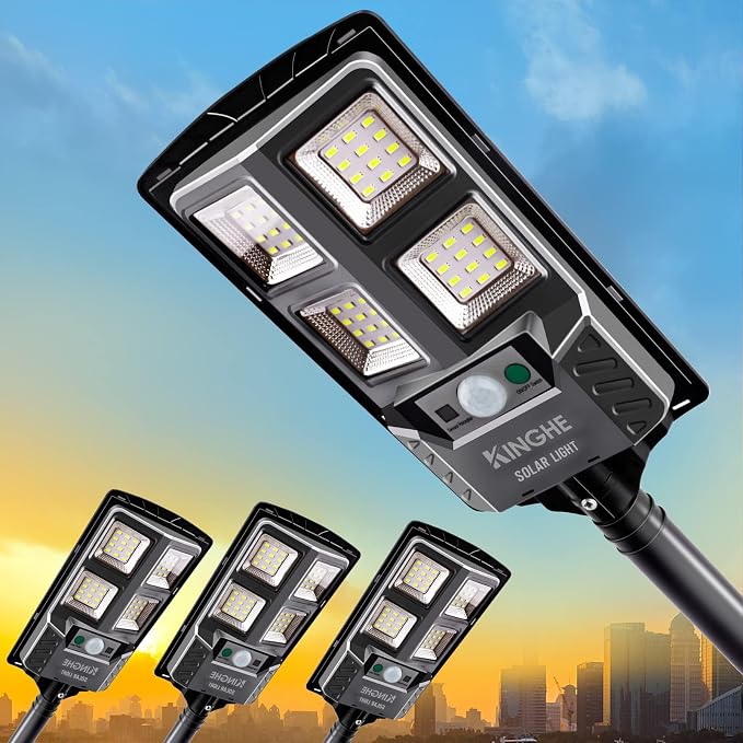 KingHe Outdoor Solar Street Light – 160 LED 10,000LM Motion Sensor Security Flood Light, Dusk-to-Dawn - General Equipment with 1000LM | Sold by Uncle Wiener's Wholesale