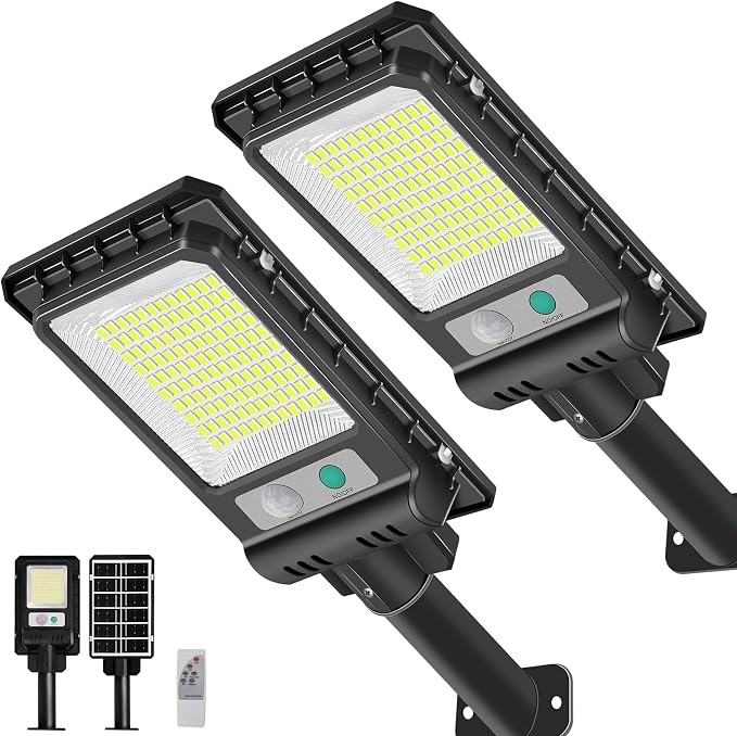 KingHe Outdoor Solar Street Light – 160 LED 10,000LM Motion Sensor Security Flood Light, Dusk-to-Dawn - General Equipment with 1000LM | Sold by Uncle Wiener's Wholesale