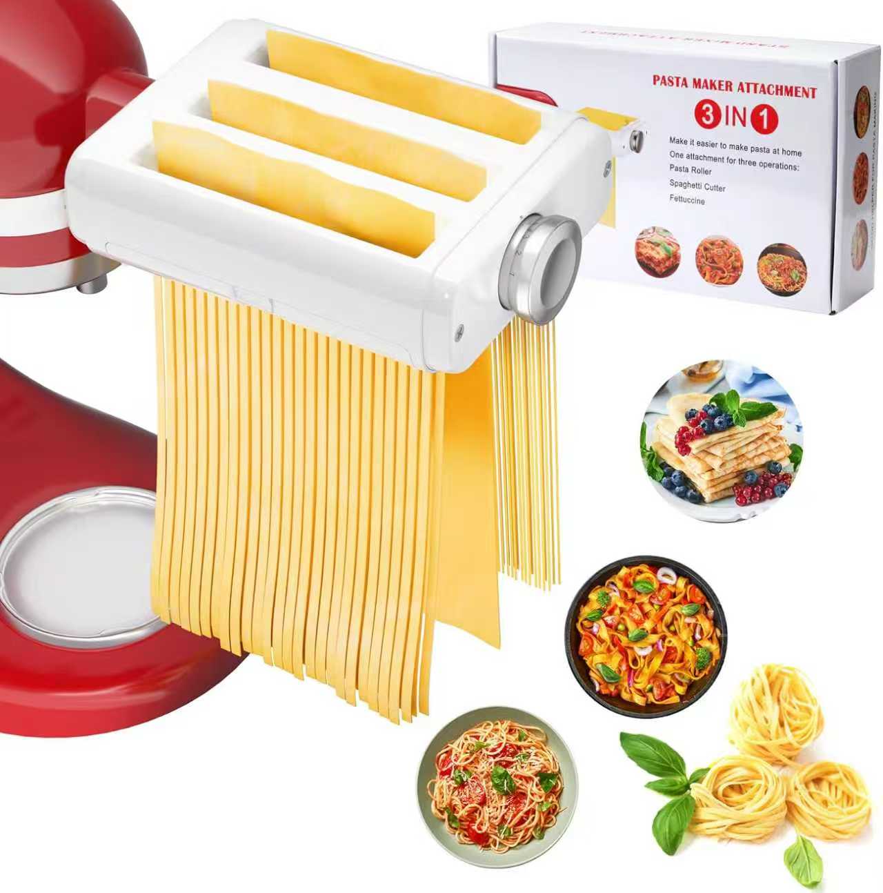 KitchenAid Stand Mixer Attachments Pasta Maker Meat Grinder Juicer Ice Cream Maker Slicer Compatible Accessories - with 3 - in - 1 Pasta Maker Attachment 25K427 | Sold by Uncle Wiener's Wholesale