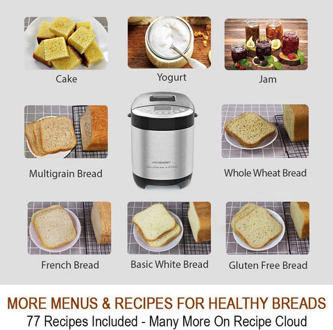 KITCHENARM 29 - in - 1 SMART Bread Machine with Gluten Free Setting 2LB 1.5LB 1LB Bread Maker Machine with Homemade Cycle - Stainless Steel Breadmaker with Recipes Whole Wheat Bread Making Machine - with | Sold by Uncle Wiener's Wholesale