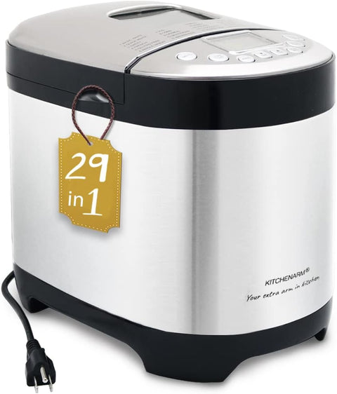 KITCHENARM 29 - in - 1 SMART Bread Machine with Gluten Free Setting 2LB 1.5LB 1LB Bread Maker Machine with Homemade Cycle - Stainless Steel Breadmaker with Recipes Whole Wheat Bread Making Machine - with | Sold by Uncle Wiener's Wholesale