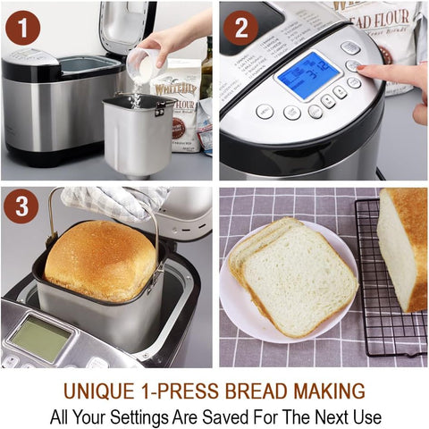 KITCHENARM 29 - in - 1 SMART Bread Machine with Gluten Free Setting 2LB 1.5LB 1LB Bread Maker Machine with Homemade Cycle - Stainless Steel Breadmaker with Recipes Whole Wheat Bread Making Machine - with | Sold by Uncle Wiener's Wholesale