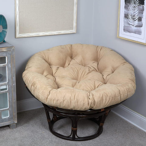 Klear Vu Solid Microsuede Papasan Chair Cushion for Living Room, Bedroom, Nursery or Home Office, 45" x 6" Seat Pad, 45" Diameter, Tan - with | Sold by Uncle Wiener's Wholesale