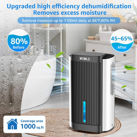 KNKA Dehumidifier,95 OZ Water Tank, (950 sq. ft) Dehumidifier for Basement, Bedroom,Bathroom, RV,Closet with Auto Shut Off, Sleep Mode,7 Colors LED Light, Dehumidifiers for Home (White/Black) - with | Sold by Uncle Wiener's Wholesale