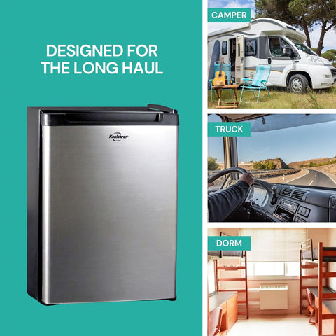 Koolatron 12V 110V mini fridge with freezer for compact spaces
Energy-efficient white mini refrigerator for truck or dorm
Mini fridge with dual power AC and DC input
Koolatron freestanding mini fridge 1.76 cu ft
Compact mini fridge with freezer for RV and office use
