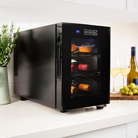 Koolatron 6 Bottle Wine Cooler, Black, Thermoelectric Wine Fridge, 0.65 cu. ft. (16L), Freestanding Wine Cellar, Red, White and Sparkling Wine Storage for Small Kitchen, Apartment, Condo, RV - with | Sold by Uncle Wiener's Wholesale