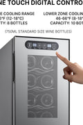 Koolatron Wine Fridge - Wine Cooler, 18 Bottle Wine Cabinet for Champagne, Red & White Wine, Dual Zone Thermoelectric Freestanding Cellar For Bar, Home, Kitchen, Double Paned Glass Door, (53L). Has some damaged on the back side - with Black 18 Bottle | Sold by Uncle Wiener's Wholesale