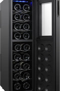 Koolatron Wine Fridge - Wine Cooler, 18 Bottle Wine Cabinet for Champagne, Red & White Wine, Dual Zone Thermoelectric Freestanding Cellar For Bar, Home, Kitchen, Double Paned Glass Door, (53L). Has some damaged on the back side - with Black 18 Bottle | Sold by Uncle Wiener's Wholesale