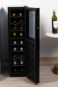Koolatron Wine Fridge - Wine Cooler, 18 Bottle Wine Cabinet for Champagne, Red & White Wine, Dual Zone Thermoelectric Freestanding Cellar For Bar, Home, Kitchen, Double Paned Glass Door, (53L). Has some damaged on the back side - with Black 18 Bottle | Sold by Uncle Wiener's Wholesale