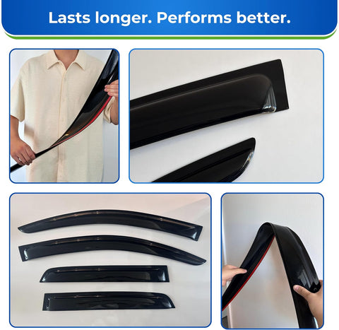 KPY Window Visor Compatible with Mazda 5 2005 - 2018, 4PC Rain Guard Side Window Vent Deflectors Tape - On Style, 2005 2006 2007 2008 2009 2010 2011 2012 2013 2014 2015 2016 2017 2018 - with | Sold by Uncle Wiener's Wholesale