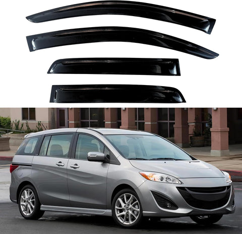 KPY Window Visor Compatible with Mazda 5 2005 - 2018, 4PC Rain Guard Side Window Vent Deflectors Tape - On Style, 2005 2006 2007 2008 2009 2010 2011 2012 2013 2014 2015 2016 2017 2018 - with | Sold by Uncle Wiener's Wholesale