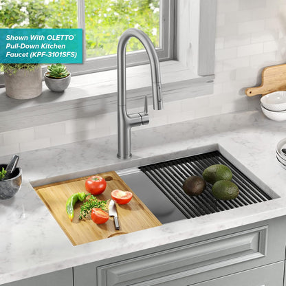 KRAUS Kore Workstation 30 - inch Undermount 16 Gauge Stainless Steel Kitchen Sink, Double Bowl Kitchen Sink with Accessories, KWU112 - 30 - with Stainless Steel | Sold by Uncle Wiener's Wholesale