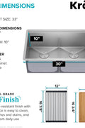 KRAUS Kore Workstation 30 - inch Undermount 16 Gauge Stainless Steel Kitchen Sink, Double Bowl Kitchen Sink with Accessories, KWU112 - 30 - with Stainless Steel | Sold by Uncle Wiener's Wholesale