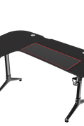 L - Shape Carbon Fiber Gaming Desk – Corner Computer Desk with Accessories HL1610 - with Left Side Configuration | Sold by Uncle Wiener's Wholesale