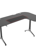 L - Shape Carbon Fiber Gaming Desk – Corner Computer Desk with Accessories HL1610 - with Left Side Configuration | Sold by Uncle Wiener's Wholesale