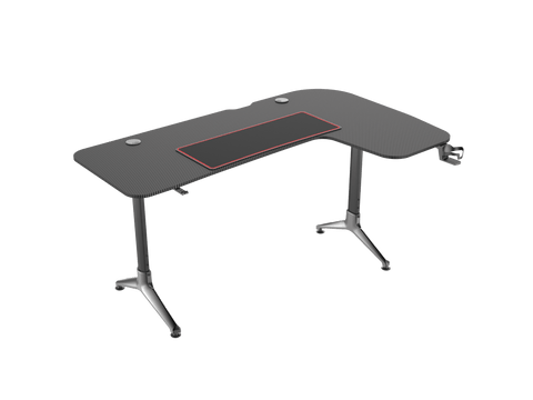 L - Shape Carbon Fiber Gaming Desk – Corner Computer Desk with Accessories HL1610 - with Left Side Configuration | Sold by Uncle Wiener's Wholesale