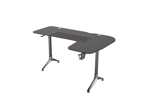 L - Shape Carbon Fiber Gaming Desk – Corner Computer Desk with Accessories HL1610 - with Left Side Configuration | Sold by Uncle Wiener's Wholesale