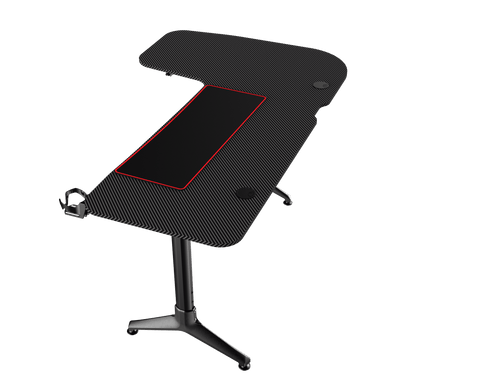 L - Shape Carbon Fiber Gaming Desk – Corner Computer Desk with Accessories HL1610 - with Left Side Configuration | Sold by Uncle Wiener's Wholesale