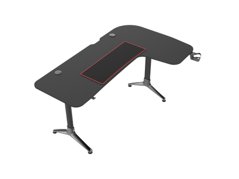 L - Shape Carbon Fiber Gaming Desk – Corner Computer Desk with Accessories HL1610 - with Left Side Configuration | Sold by Uncle Wiener's Wholesale