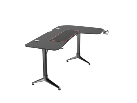L - Shape Carbon Fiber Gaming Desk – Corner Computer Desk with Accessories HL1610 - with Left Side Configuration | Sold by Uncle Wiener's Wholesale