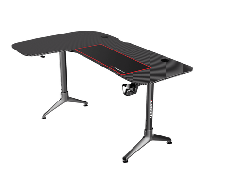 L - Shape Carbon Fiber Gaming Desk – Corner Computer Desk with Accessories HL1610 - with Left Side Configuration | Sold by Uncle Wiener's Wholesale
