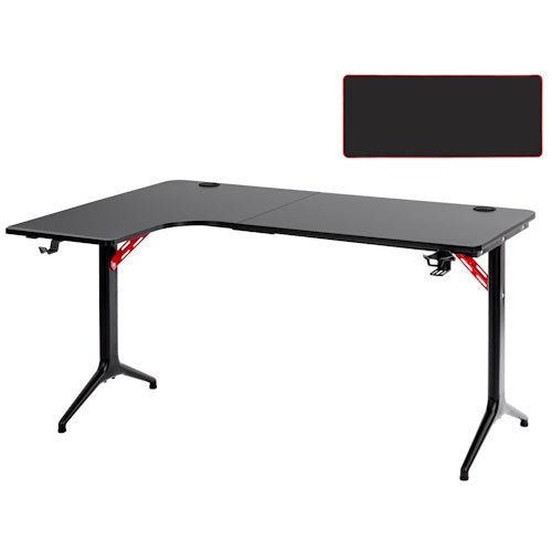 L-Shaped Gaming Desk with Cup Holder, Headphone Hook, Large Mouse Pad & Adjustable Feet for Gaming, Office, Study & Computer Setup - with L-Shaped Gaming Desk Right | Sold by Uncle Wiener's Wholesale