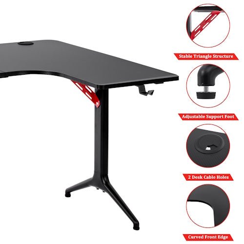 L-Shaped Gaming Desk with Cup Holder, Headphone Hook, Large Mouse Pad & Adjustable Feet for Gaming, Office, Study & Computer Setup - with L-Shaped Gaming Desk Left | Sold by Uncle Wiener's Wholesale