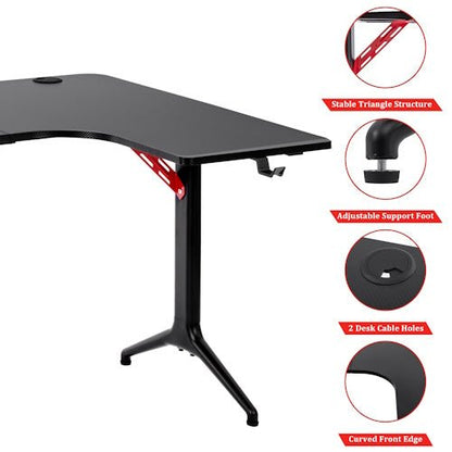 L-Shaped Gaming Desk with Cup Holder, Headphone Hook, Large Mouse Pad & Adjustable Feet for Gaming, Office, Study & Computer Setup - with L-Shaped Gaming Desk Left | Sold by Uncle Wiener's Wholesale