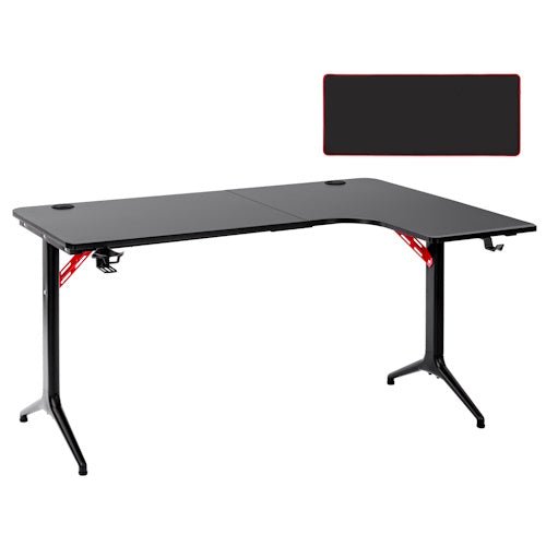 L-Shaped Gaming Desk with Cup Holder, Headphone Hook, Large Mouse Pad & Adjustable Feet for Gaming, Office, Study & Computer Setup - with L-Shaped Gaming Desk Left | Sold by Uncle Wiener's Wholesale