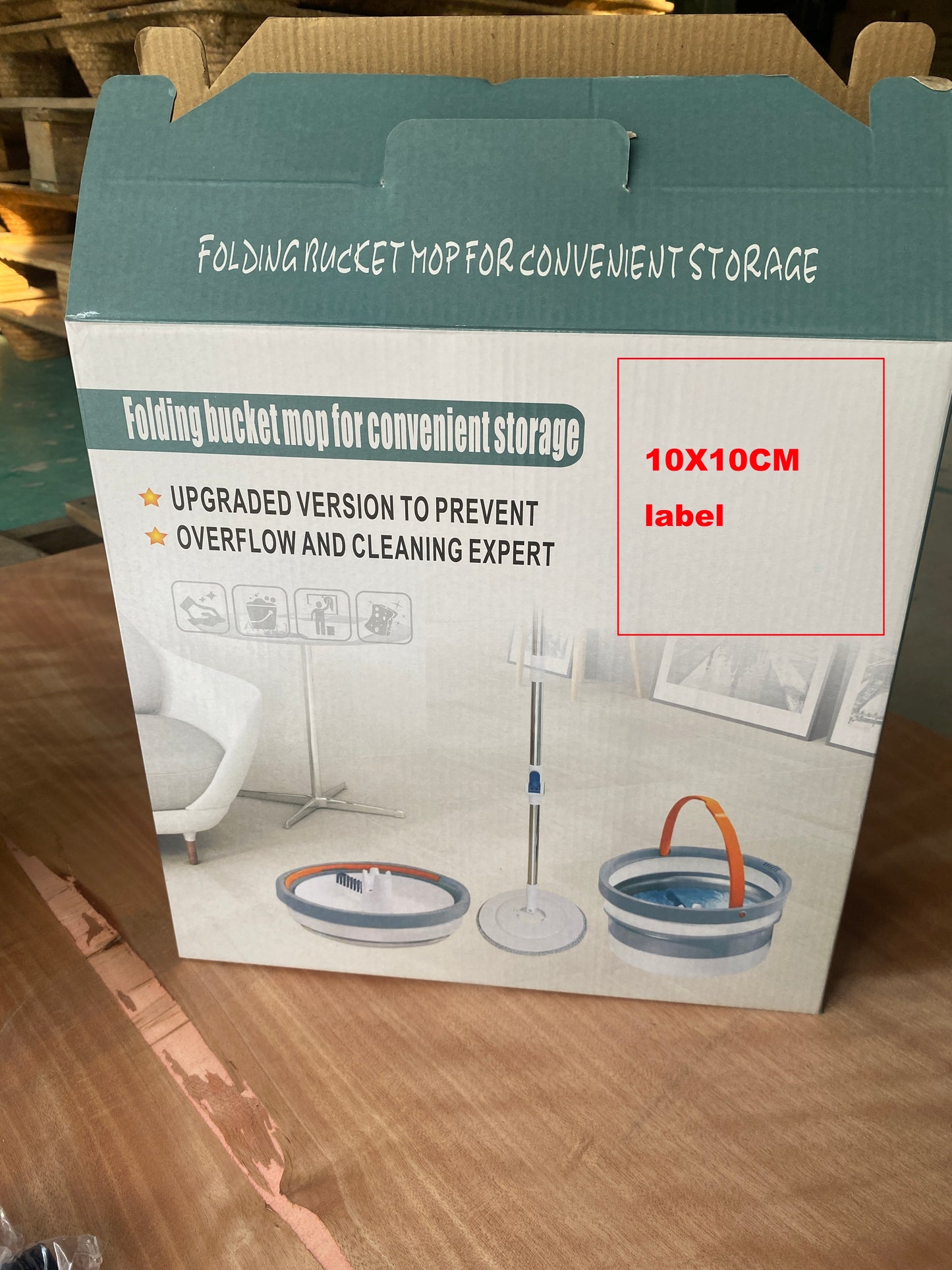 Folding Bucket Mop with 2 Microfiber Pads, Collapsible Pail &amp; Compact Floor Cleaning Mop Set S1365
